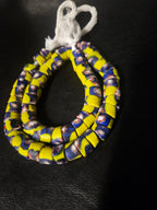 Designer Patterned Trade Beads – Yellow, Blue & Red Motif Strand