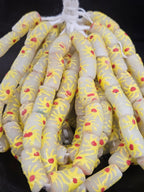 Ivory Painted Krobo Glass Tube Beads | Recycled African Glass Beads | Ghana | Aadampo