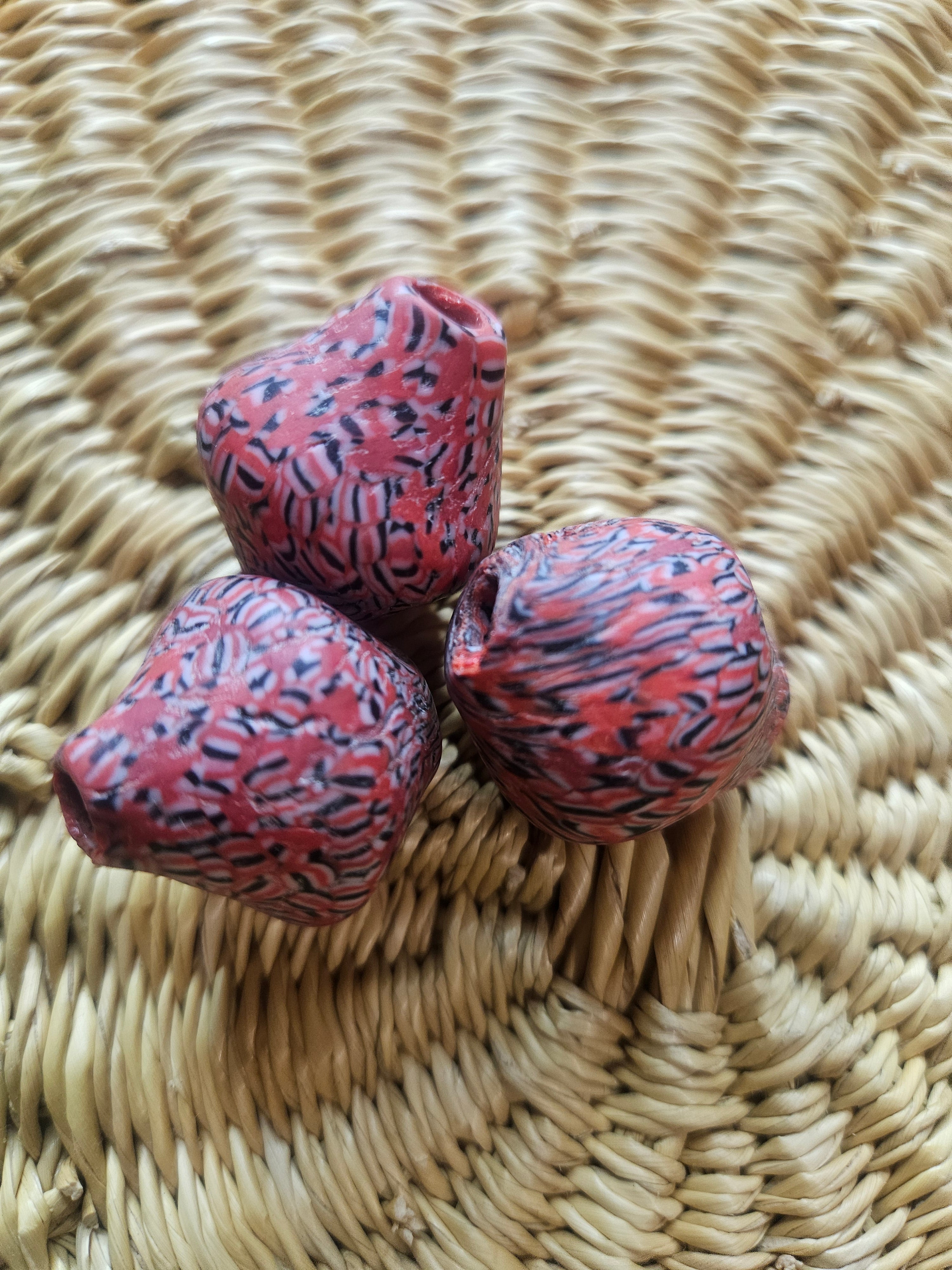 24mm Fused Krobo Glass Focal Bead – Handcrafted Ghana Trade Bead