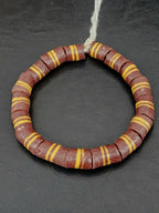 Brown Striped Krobo Kente Glass Beads | Handcrafted Powdered Glass Beads from Ghana | Approx. 17 Beads
