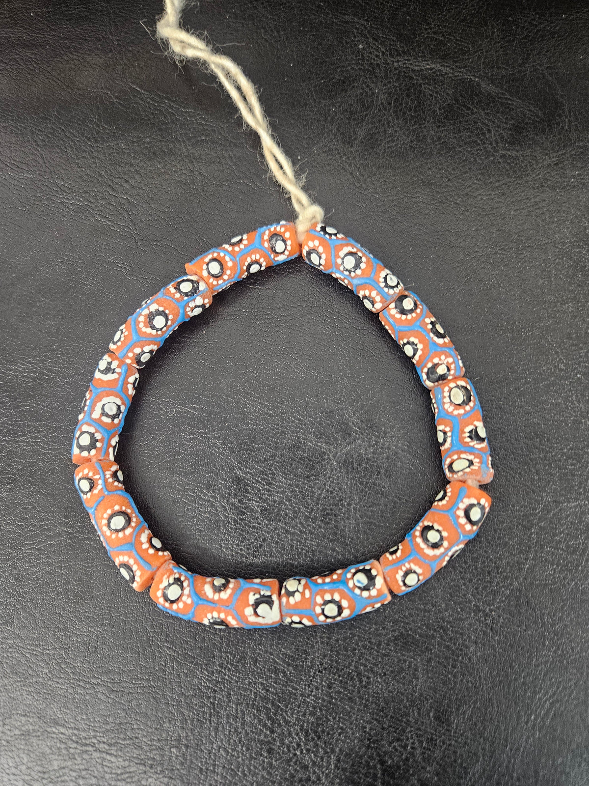 Golden Yellow Painted Krobo Glass Short Tube Beads | African Recycled Glass Beads Handmade in Ghana | Approx. 17 Beads
