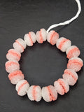 Coral & White Krobo Sugar Glass Rondelle Beads | Handcrafted Recycled Glass Beads from Ghana | Approx. 30 Beads Per Strand