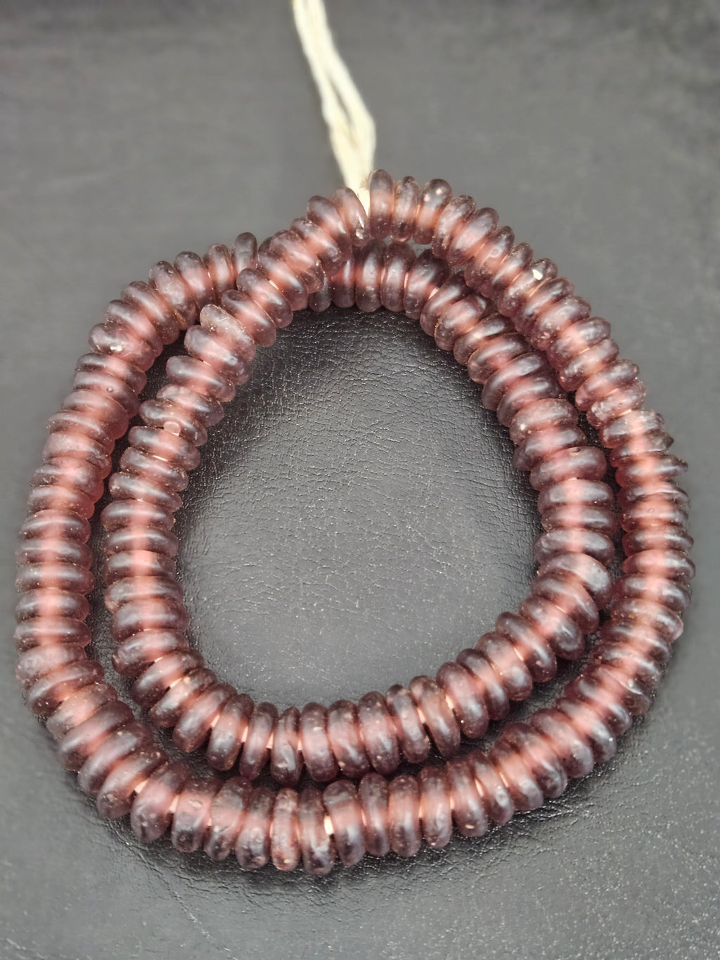 Authentic Dusty Plum Krobo Translucent Recycled Glass Rondelle Beads | Handmade Ghana Beads