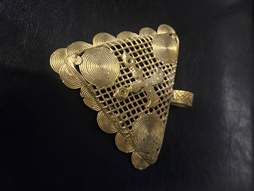 Oversized Adinkrahene Akofena Brass Statement Pendant – Handcrafted in Ghana