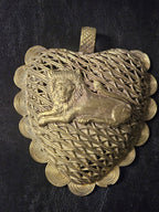 Oversized Lion on Adinkrahene Brass Pendant – Handcrafted in Ghana