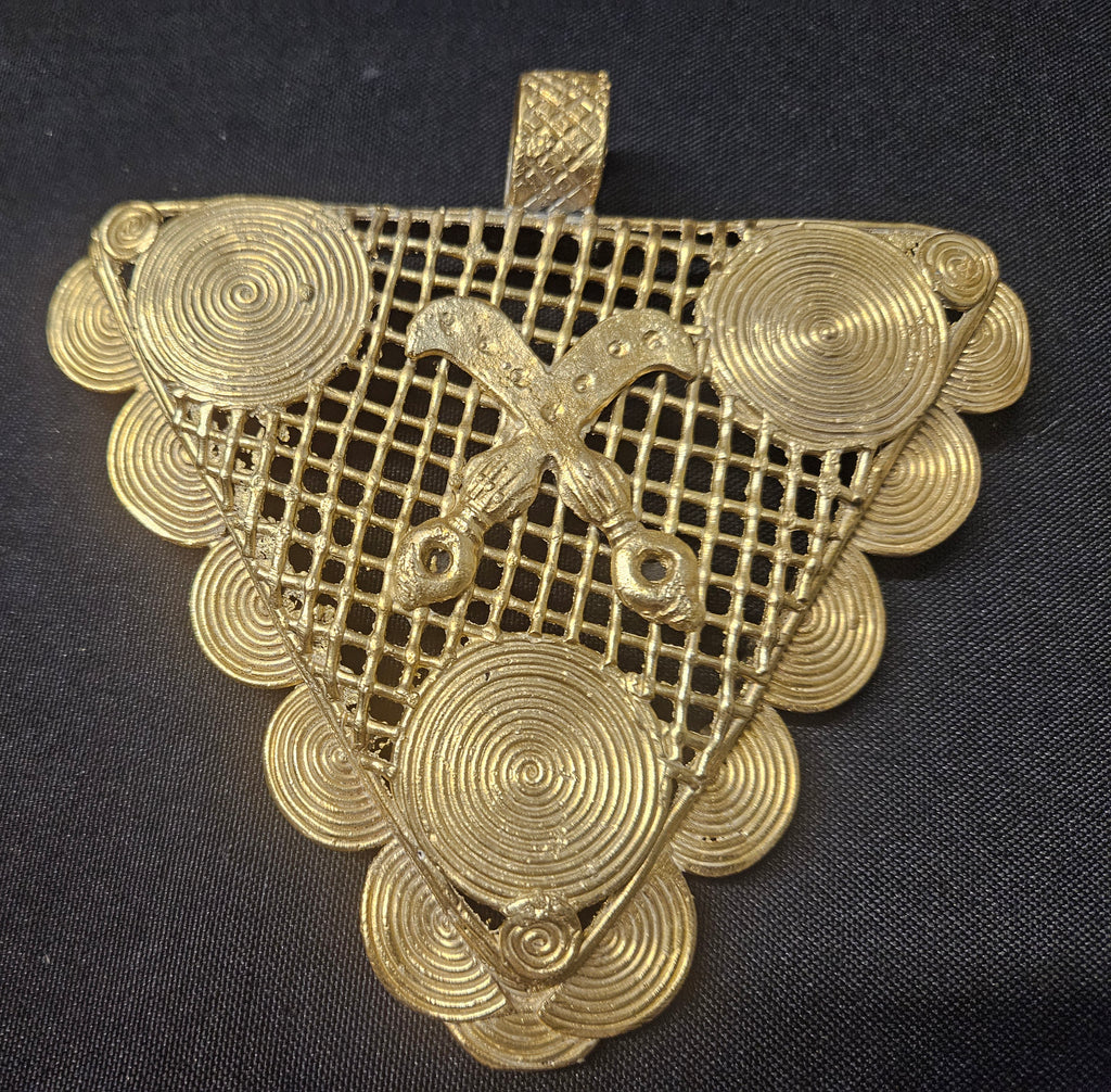 Oversized Adinkrahene Akofena Brass Statement Pendant – Handcrafted in Ghana