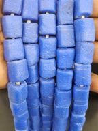 Royal Cobalt Cube Tube Krobo Powdered Glass Beads | Handcrafted in Ghana