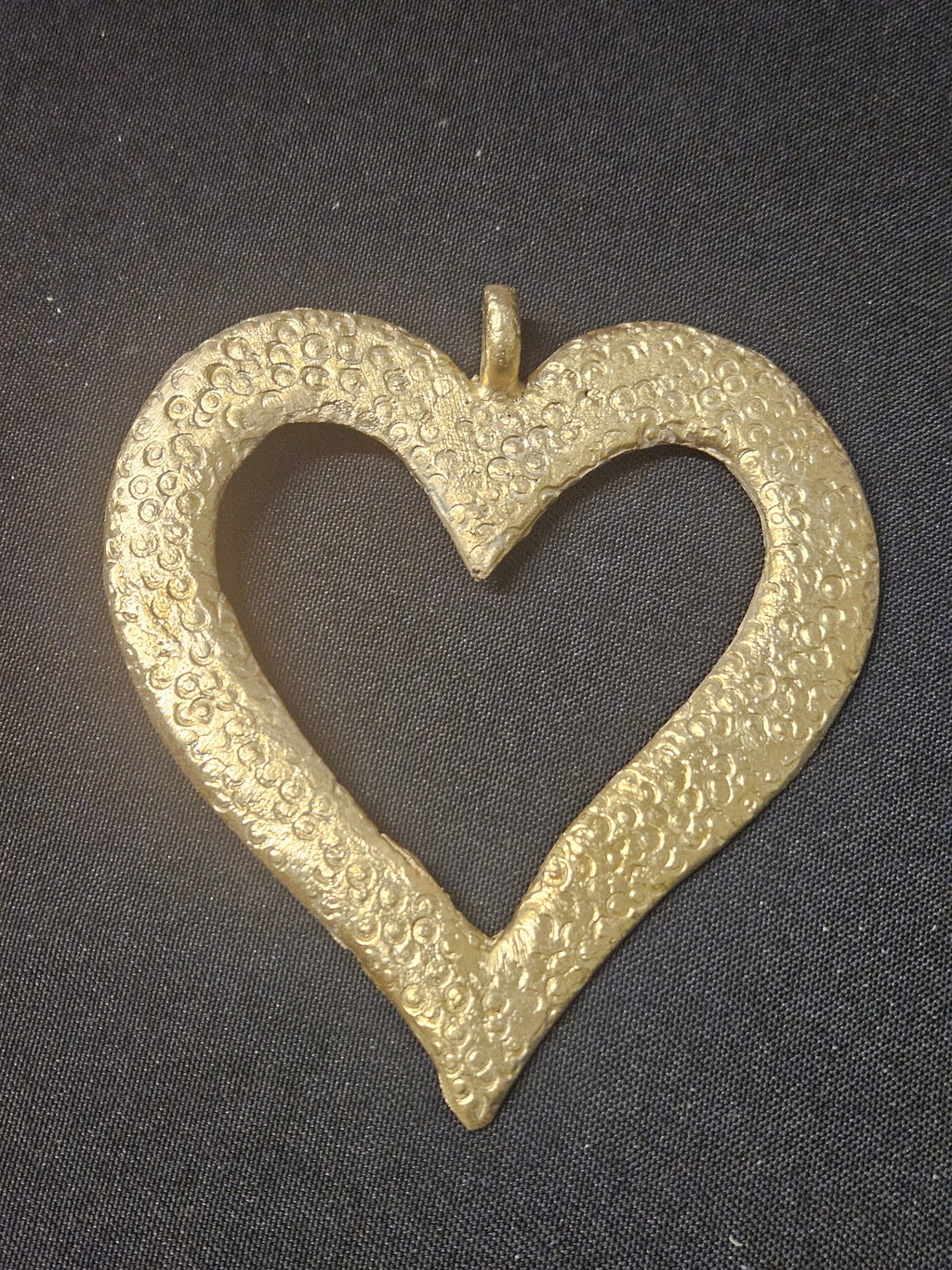 Large Handcrafted Akoma African Brass Pendant | Authentic Ghana Heart Adinkra Symbol