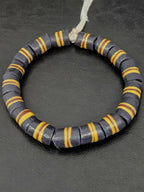 Black Striped Krobo Kente Glass Beads | Handcrafted Powdered Glass Beads from Ghana | Approx. 17 Beads