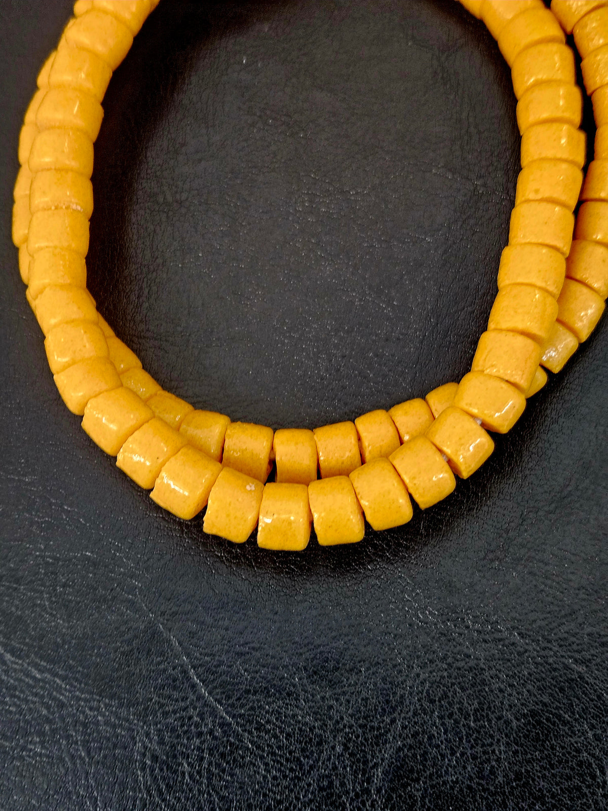 Golden Ochre Small Cube Tube Krobo Powdered Glass Beads | Ghana Recycled Glass | 77–78 Beads