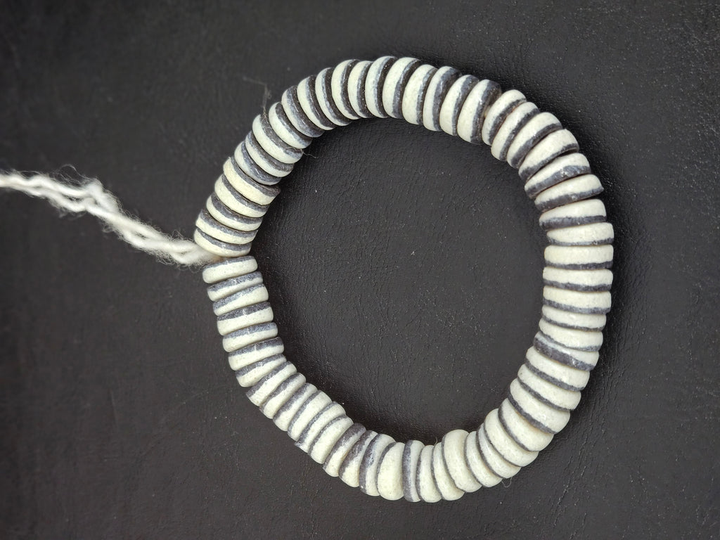 Handcrafted Krobo Glass Beads | Chalk White and Black Spacer