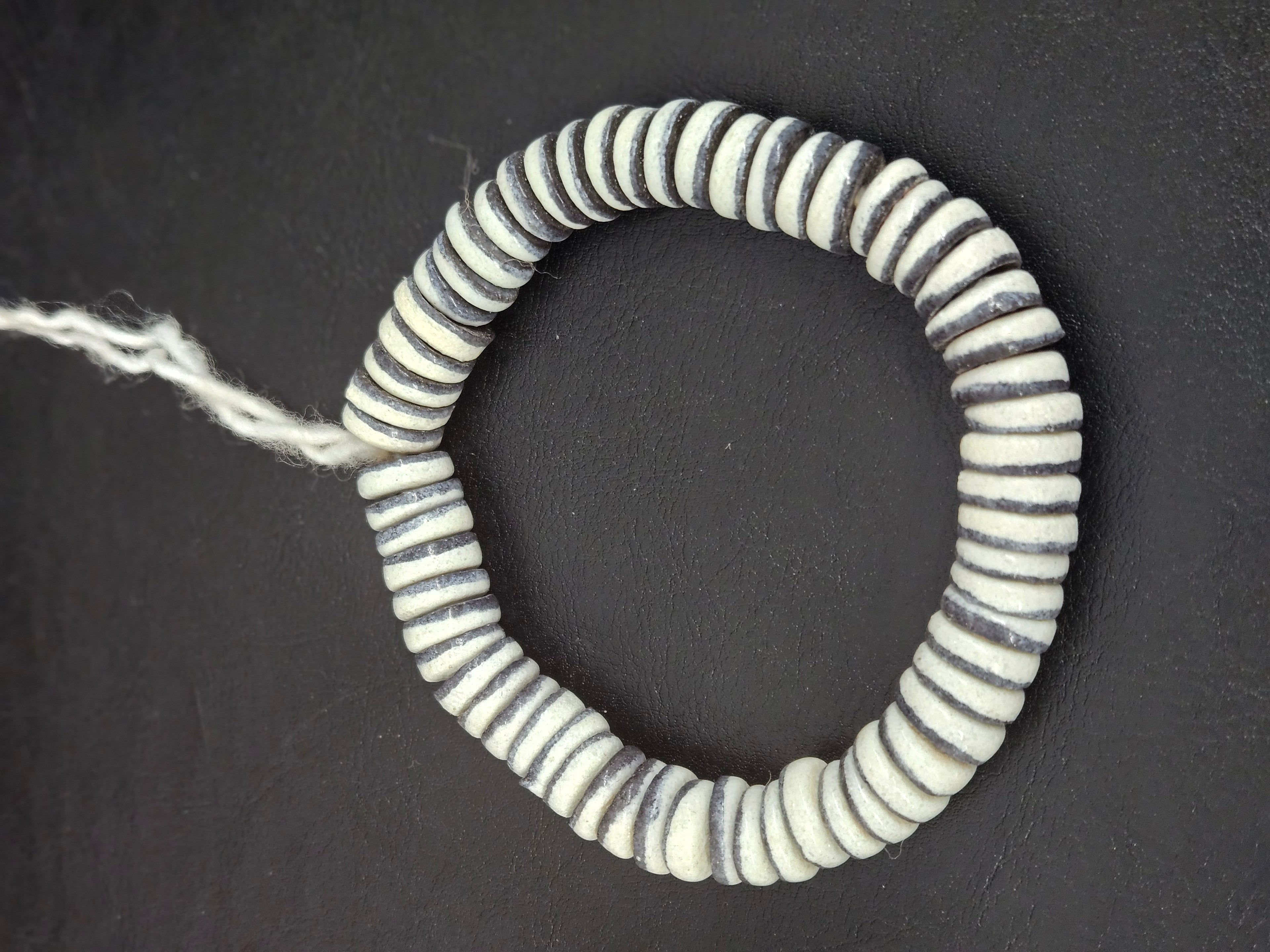 Handcrafted Krobo Glass Beads | Chalk White and Black Spacer