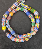Vintage African Trade Glass Beads | Polychrome Striped Cane Beads | 10–12mm