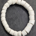 White Chunky Krobo Recycled Glass Beads 14x15mm | Painted Ghana Trade Beads
