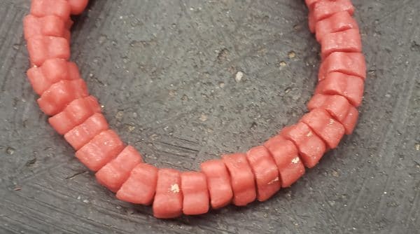 Krobo Glass Beads, Red Fancy African Beads, SPE #5503