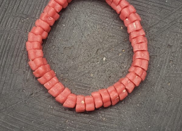 Krobo Glass Beads, Red Fancy African Beads, SPE #5503