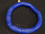 African beads, blue 9 long tube Ghana glass beads