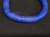 African beads, blue 9 long tube Ghana glass beads