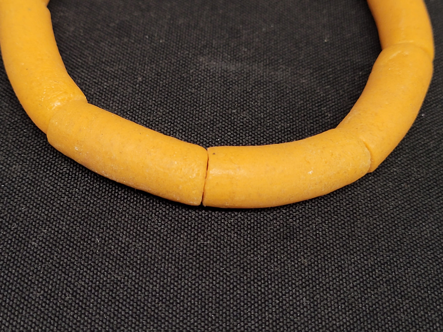 African beads, 9 long tube yellow Krobo beads for beading supplies - Aadampo