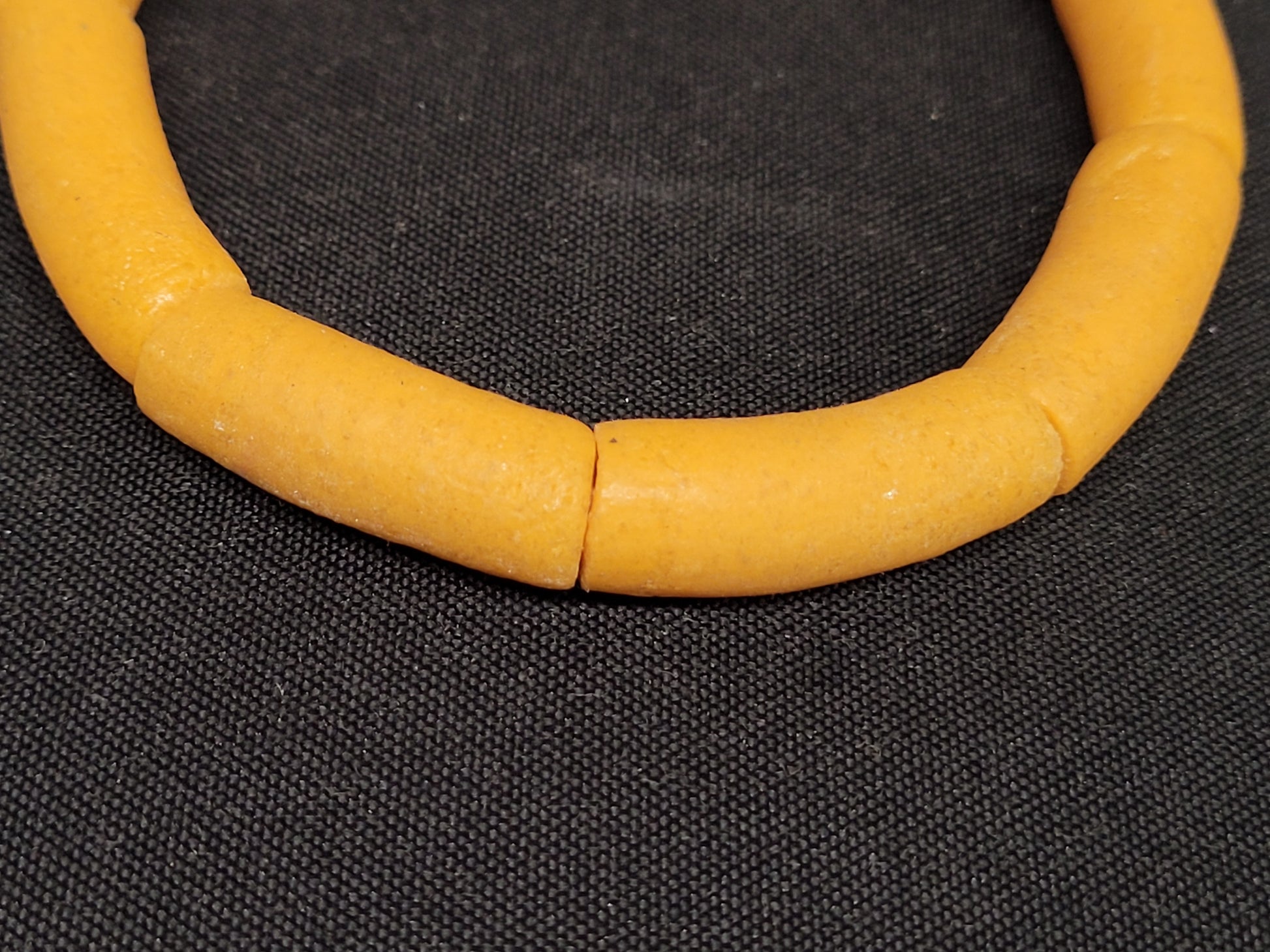 African beads, 9 long tube yellow Krobo beads for beading supplies - Aadampo