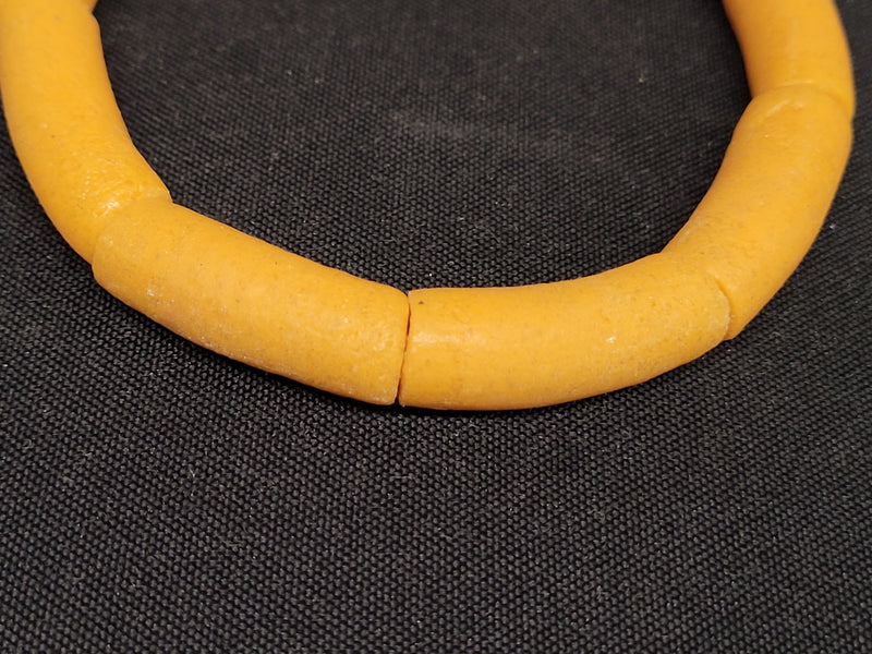 African beads, 9 long tube yellow Krobo beads for beading supplies