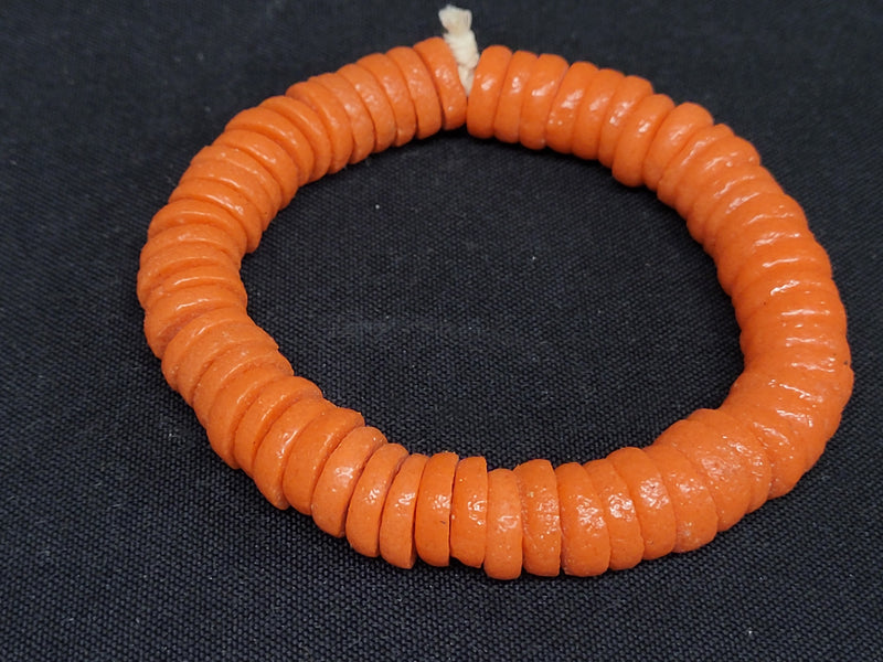 Beads, African glass beads, 15mm orange spacer beads for jewelry making