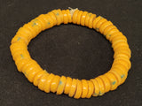 African glass beads, 12 mm yellow flat disc spacer beads for jewelry making