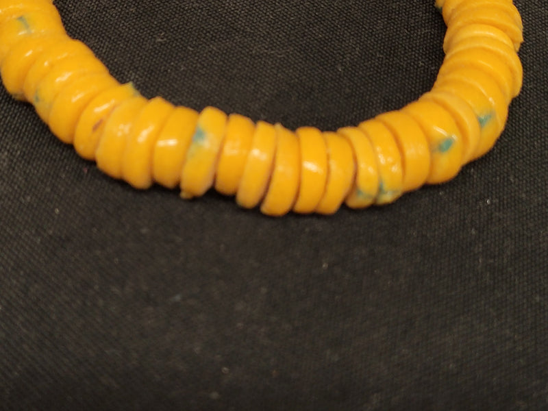 African glass beads, 12 mm yellow flat disc spacer beads for jewelry making