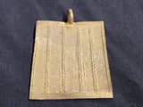 African brass pendant, large rectangular pendant for handmade jewelry
