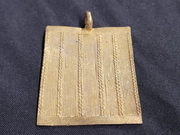 African brass pendant, large rectangular pendant for handmade jewelry