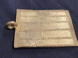 African brass pendant, large rectangular pendant for handmade jewelry