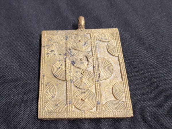African brass pendant, large rectangular pendant