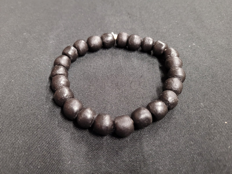 African glass beads, 23 round black Krobo beads for handmade beading supplies