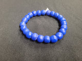 African glass beads, 23 round blue Krobo beads for jewelry design