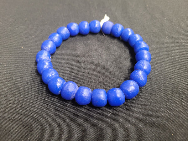 African glass beads, 23 round blue Krobo beads for jewelry design