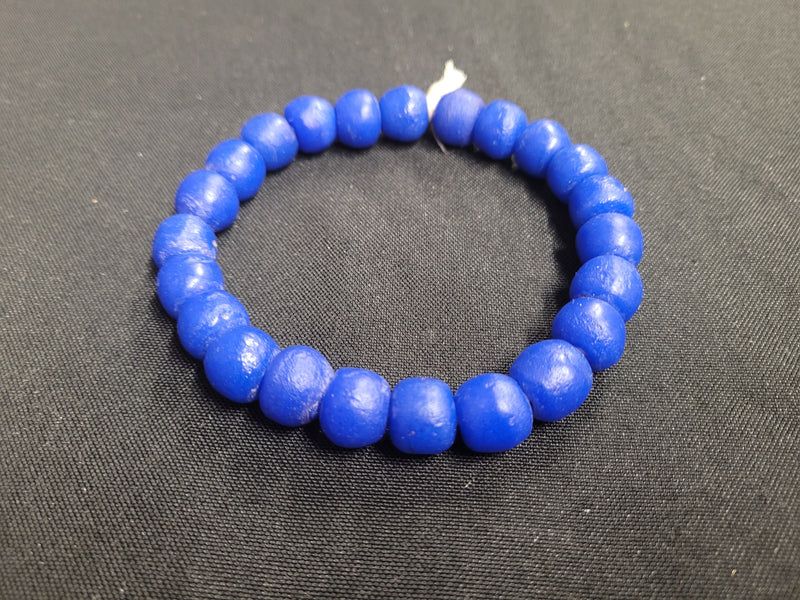 African glass beads, 23 round blue Krobo beads for jewelry design