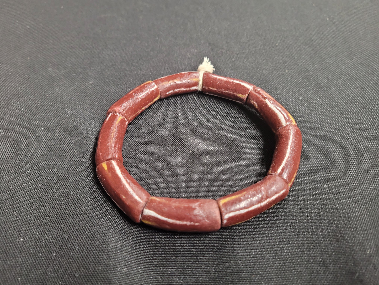 African glass beads, frosty brown and yellow 9 long tube Ghana glass beads for jewelry making - Aadampo