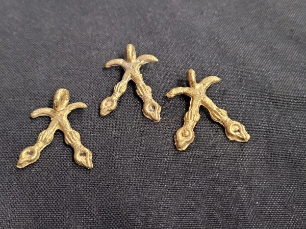 3 African brass pendant, Adinkra symbol pendants, akofena
