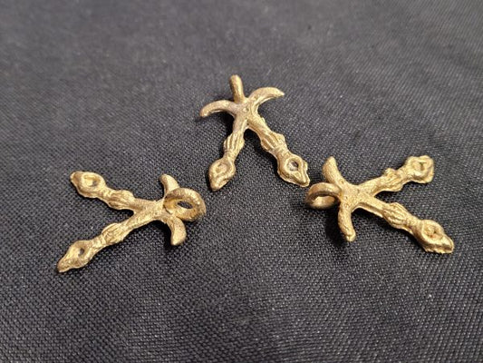 3 African brass pendant, Adinkra symbol pendants, akofena - Aadampo