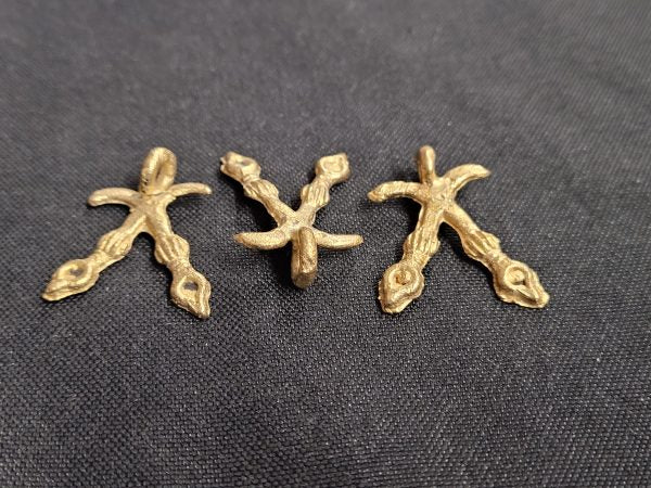 3 African brass pendant, Adinkra symbol pendants, akofena - Aadampo