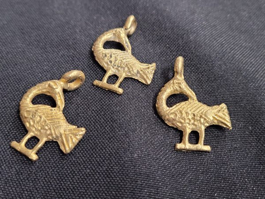 African brass pendant, Adinkra symbol pendants, 3 Sankofa pendants - Aadampo