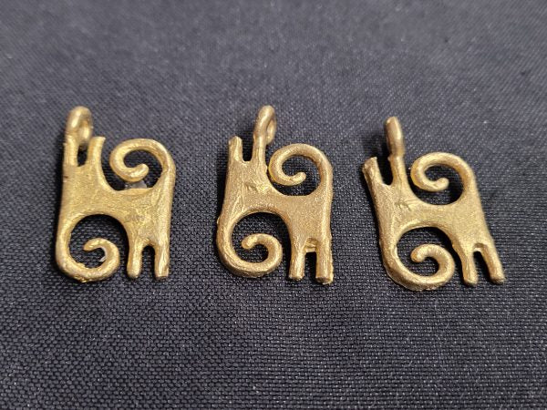 African brass pendant, 3 Adinkra symbol pendants - Aadampo