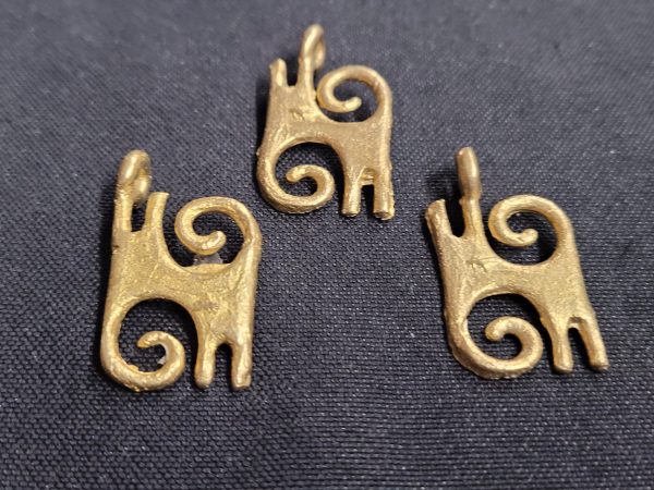 African brass pendant, 3 Adinkra symbol pendants - Aadampo