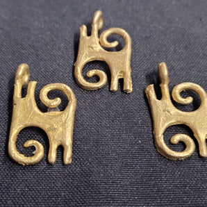 African brass pendant, 3 Adinkra symbol pendants - Aadampo