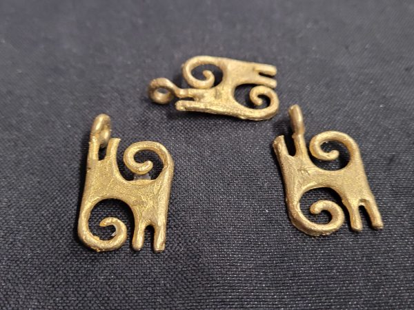 African brass pendant, 3 Adinkra symbol pendants - Aadampo