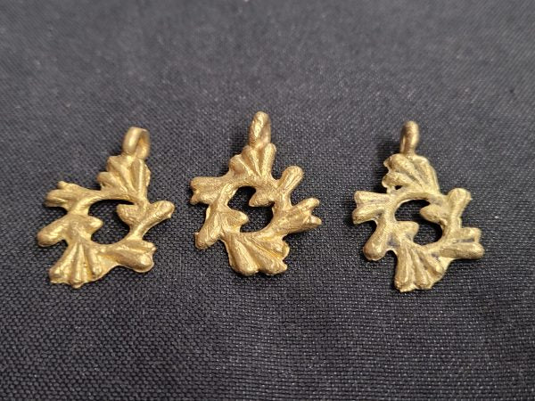 African brass pendant, 3 Adinkra symbol pendants - Aadampo