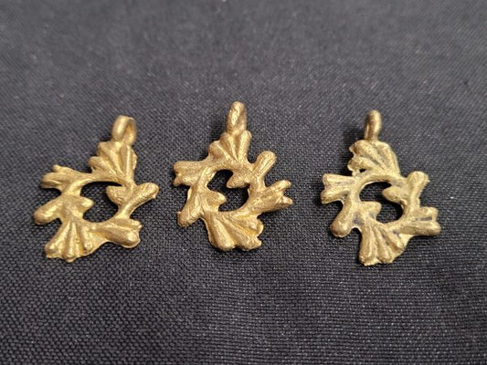 African brass pendant, 3 Adinkra symbol pendants - Aadampo