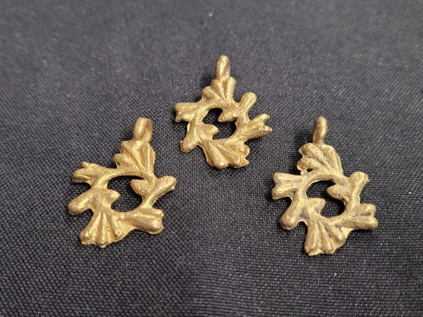 African brass pendant, 3 Adinkra symbol pendants - Aadampo
