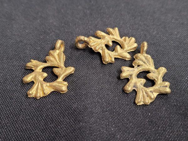 African brass pendant, 3 Adinkra symbol pendants - Aadampo