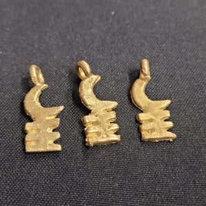 African brass pendant, 3 Adinkra symbol pendants - Aadampo